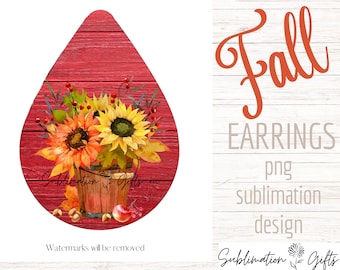 Fall floral earring png | Thanksgiving earring template | teardrop earring png | sublimation designs | sublimation teardrop earrings