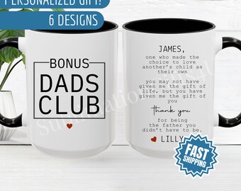 Personalized Bonus Dad Mug, Custom Bonus Dad Mug Personalized Coffee Cup for Step Dad Gift from Stepkids for Father's Day Step Dad Bonus Dad