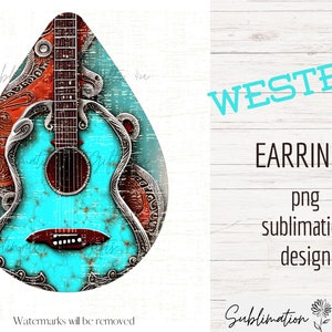 Western sublimation earring | turquoise silver jewel teardrop earring png | southwest png design | cowboy earring template | sublimate png