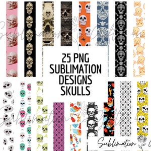 Paquete de pulsera de llavero de Halloween con calaveras, diseño de sublimación png de llavero gótico, gráficos de llavero, sublimación de pulsera de llavero,