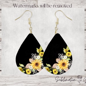Sunflower earring png | Floral earring template | teardrop earring png | sublimation designs | sublimation teardrop earrings | bundle W1