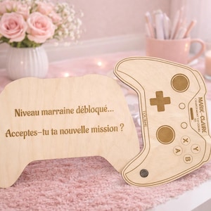 Godmother Proposal: Wooden Xbox Controller | Godmother Level Unlocked | Original Godmother Proposal Gift | Gamer Godmother | Godmother Mission