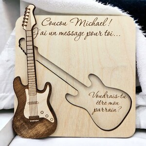 Pastille puzzle demande de parrain modèle guitare « voudrais-tu être mon parrain», souvenir de grossesse et de naissance, cadeau.
