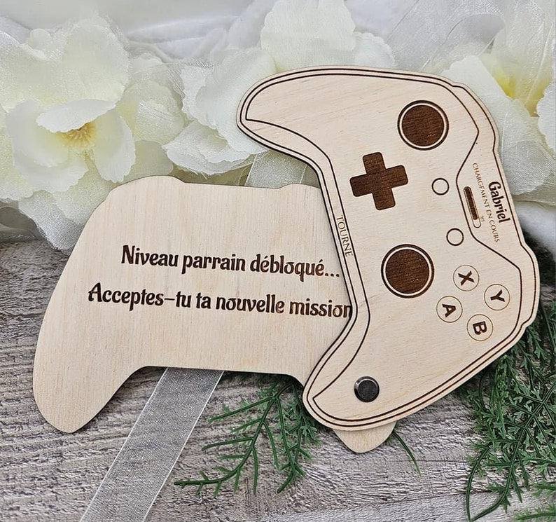 Announcement wooden XBOX controller request for sponsor Sponsor level unlocked, Do you accept your new mission pregnancy/birth souvenir image 1