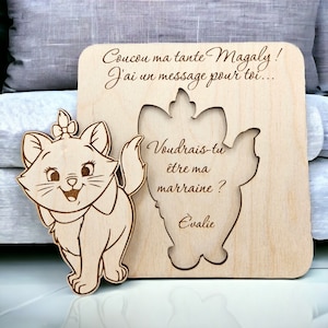 Pastille puzzle demande de marraine modèle chat « voudrais-tu être ma marraine», souvenir de grossesse et de naissance, cadeau.
