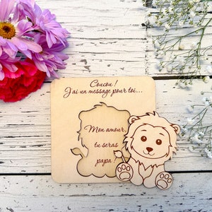 Annoncement de grossesse pastille puzzle modèle « lion » personnalisé , souvenir et cadeau de naissance, nouveau bébé