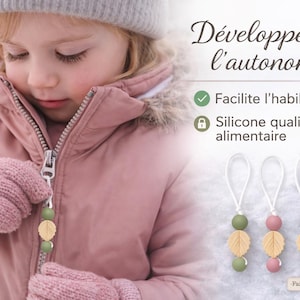 Children's Coat Zipper Fastener – Promotes Independence | Food-Grade Beads | Handmade in Quebec