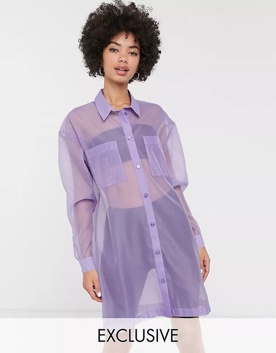 Oversized organza cheap maxi shirt