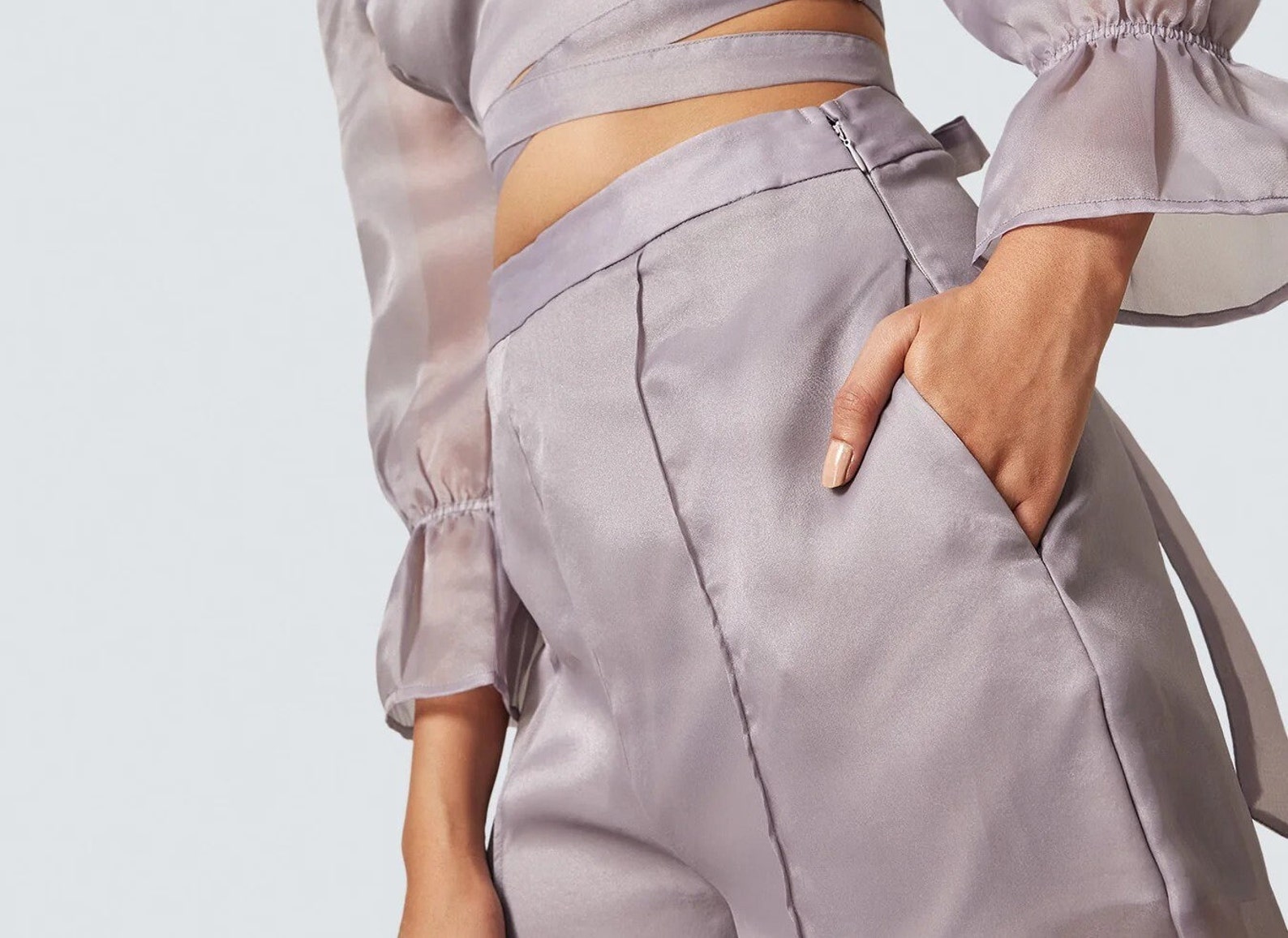 Trousers Sheer Cropped Wide Leg Pant Trousers/mesh See Through Exotic Pole Dance