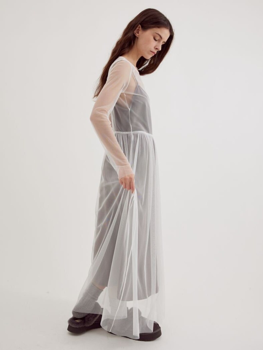 Soft Tulle Mesh Wedding Overlay Cover up Outing Dress Mesh Midi Dress ...