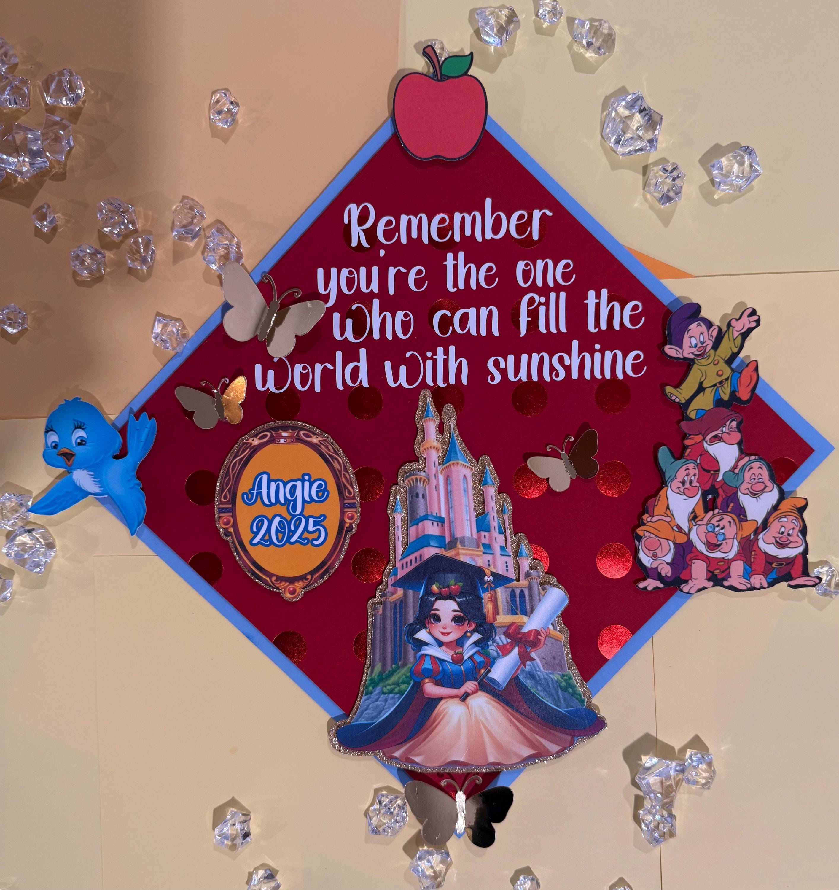 Princess cap topper, graduation cap topper, 2025 cap topper,cardstock topper, cartoon cap topper,cap topper for her, cap topper graduation