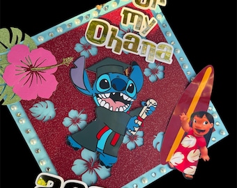 Ohana cap topper, graduation cap topper, 2025 cap topper,cardstock topper, cartoon cap topper,cap topper for her, cap topper graduation