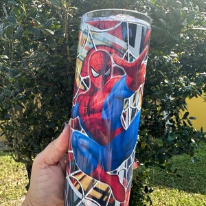 Spiderman regular tumbler, spiderman, gift for her or him, tumbler personalized with name, skinny tumbler, Spider-Man accessories, spiderman