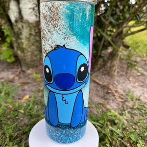 Stitch tumbler glow in the dark, tumbler 20oz , tumbler with straws, personalized with name tumbler 20oz, tumbler gift for her or him