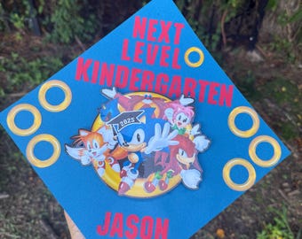 Sonic cap topper, graduation cap topper, 2025 cap topper,cardstock topper, cartoon cap topper,cap topper for kids, cap topper graduation