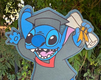 Stitch Graduation  bouquet topper|strawberry glitter topper| Stitch Graduation cake topper |Ohana graduation party decor