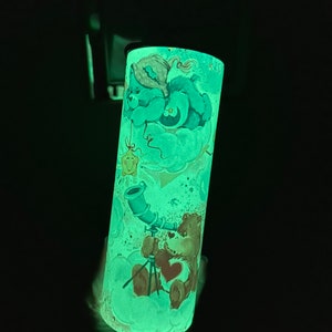 Carebears skinny tumbler glow in the dark, carebears 80s, perfect for gift, personalized tumbler, glow in the dark, for her, tumbler .
