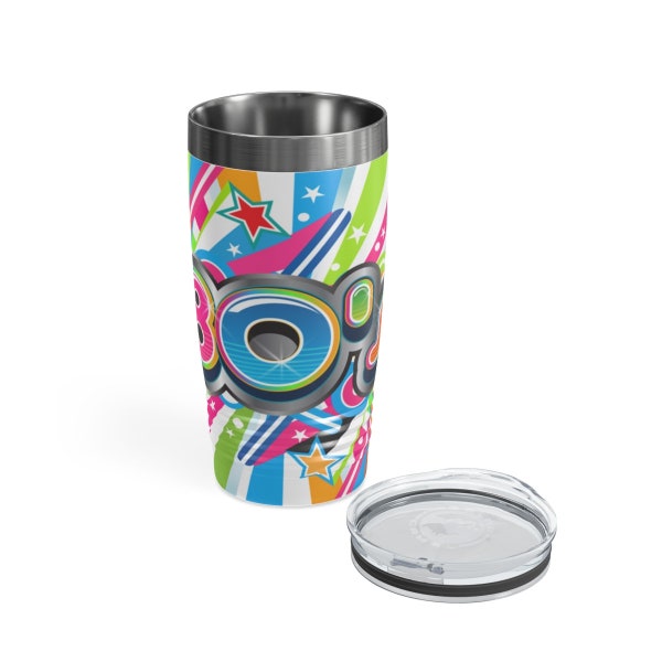 Colorful 80's Ringneck Tumbler, Cup, Travel Mug 20oz