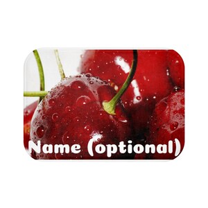 Padded Floor Mat, Kitchen, Anti Slip, Bright Red Cherries 100% Memory Foam Microfiber
