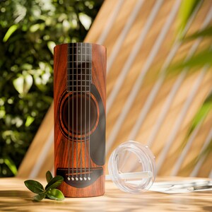 Guitar Skinny Tumbler with Straw, Stainless Steel 20oz Personalized (optional)