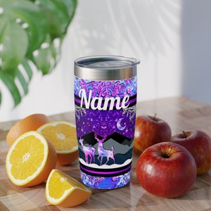 Purple Wildlife Deer, Hunting Design Ringneck Stainless Steel Tumbler, Travel Mug 20oz