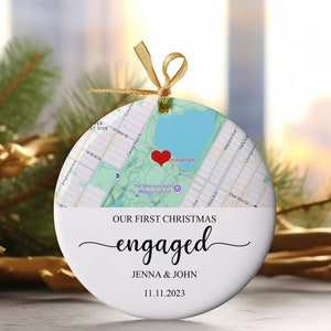 Regalo de compromiso con mapa personalizado para recién comprometidos - Regalo de compromiso - Regalo para recién comprometidos para pareja - Regalo perfecto para ella - Adorno para comprometidos