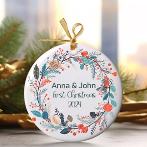 Personalized Couple First Christmas Ornament, First Christmas as Mr. and Mrs., Custom Wedding Gift Keepsake,Christmas Ornaments,Engaged Gift