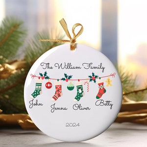 Personalized Family of 4 Stocking Christmas Gift 2024, Custom Family Keepsake - Family Ornament - Family of 4 Ornament