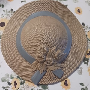Vintage 1987 Burwood &quot;Wall Pocket&quot; Straw Hat Country blue ribbon