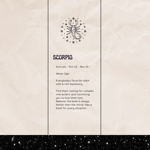 Scorpio Main Character Zodiac Bookmark