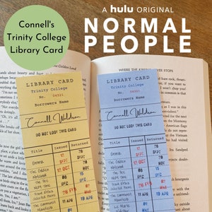 Normal People Bookmark. Connell&#39;s Trinity College Library Card. Instant Download