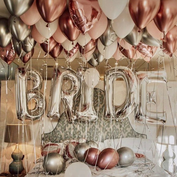 BRIDE BALLOON KIT, Bach Party Decor, Word Balloons, Maximalist Bachelorette Metallic Balloon Funny Kit, Jumbo 32