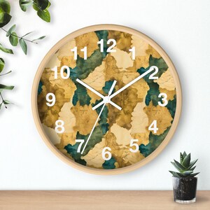Vintage Map Wanduhr - Old World Geographic Texture Decor für Home Office, Reisegeschenk, einzigartige Wanduhr