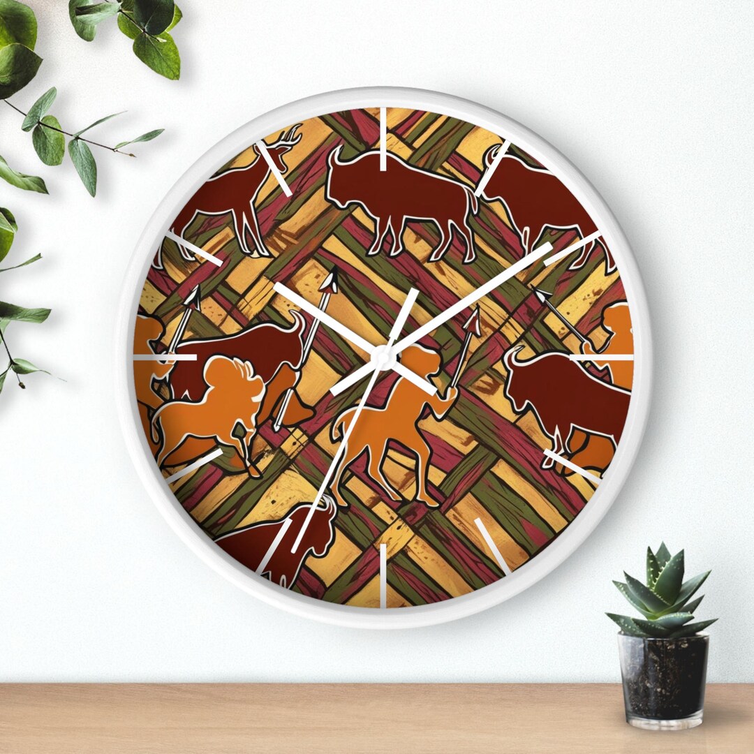 Cave Symbol Wall Clock, Ancient Rock Art-inspired Home Decor, Rustic ...