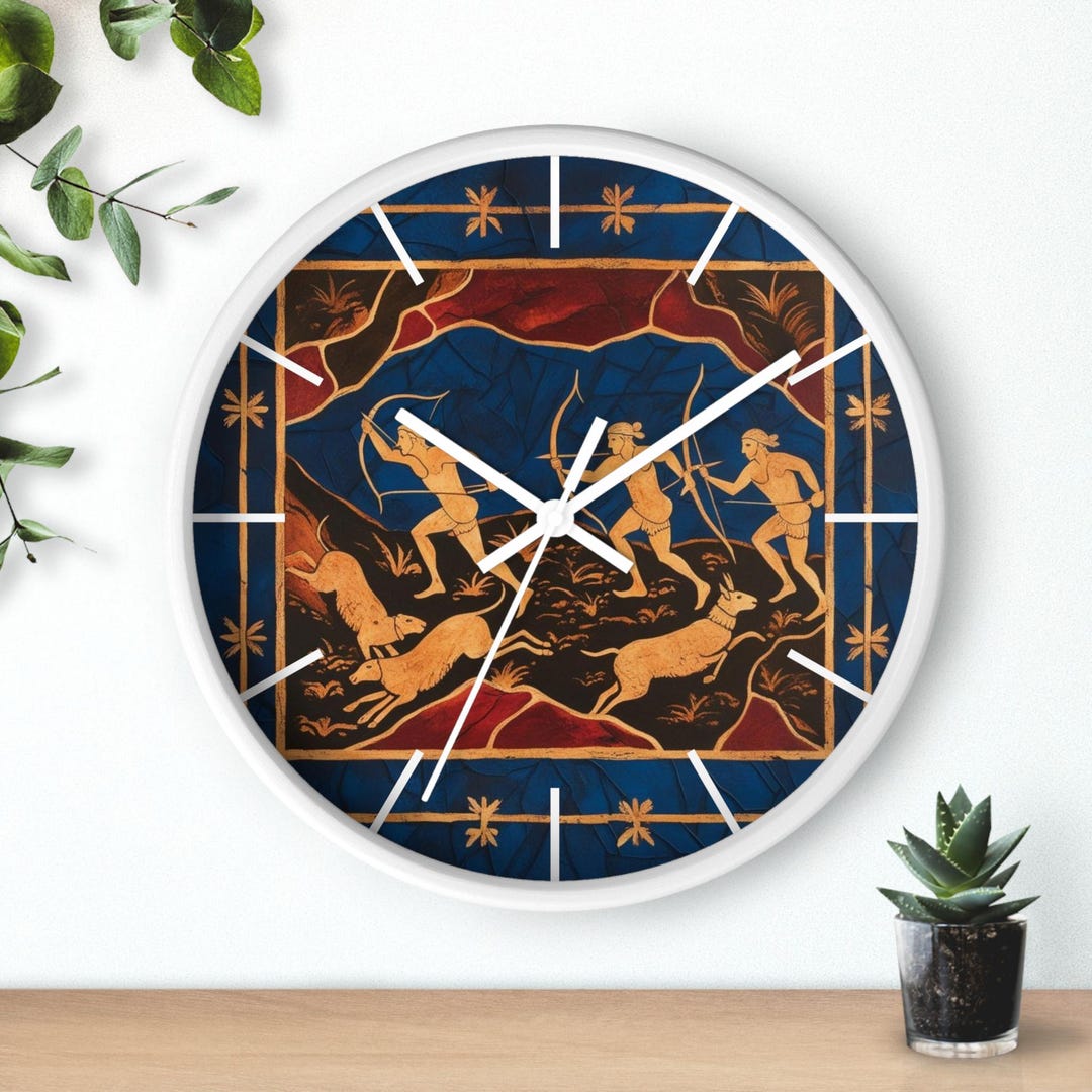 Tribal Rock Art Wall Clock, Primitive Symbol Decor, Unique Cultural ...