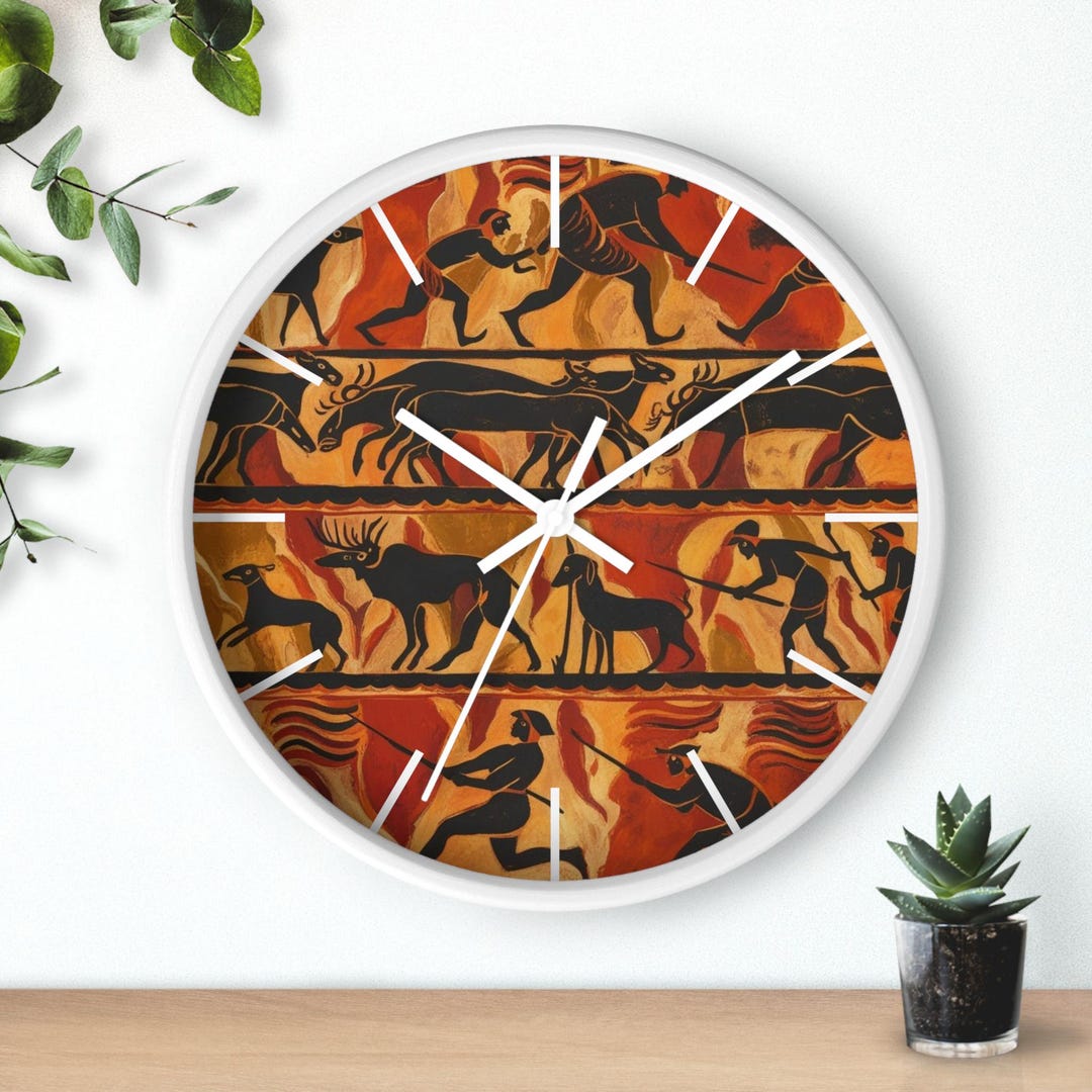 Neolithic Cave Art Clock Stone Age Wall Clock Unique Ancient Home Decor ...
