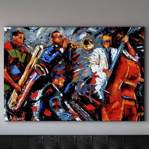 Arte de pared en lienzo de jazz africano, póster abstracto de jazz africano, lienzo con arte impreso de jazz africano, arte de pared moderno, arte de pared musical, impresiones de jazz africano