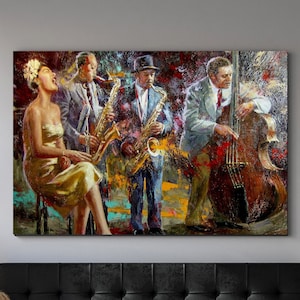 Impresión de póster de jazz abstracto, arte de pared en lienzo de jazz africano, arte de pared con impresión de jazz africano, arte de pared moderno, arte de pared musical, impresiones de jazz africano