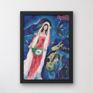 Marc CHAGALL Leinwand Wandkunst, Braut und Ziege Leinwanddruck Kunst, Chagall la Mariee Leinwand Wandkunst, Ausstellungsplakat, Surrealismus Wandkunst Leinwand
