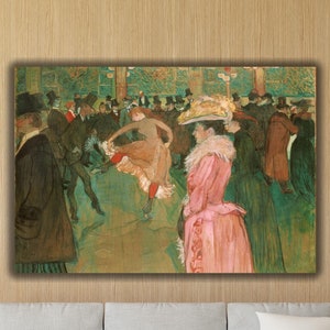 Póster de Lautrec en el Moulin Rouge, impresión artística en lienzo, impresión artística de pared de Henri de Toulouse, arte de pared moderno, impresión artística vintage, artes famosas