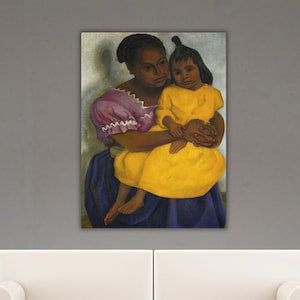 Diego Rivera madre e hijo cartel impresión arte lienzo, pintura famosa, cartel de exposición, arte de pintura de la familia Diego, arte del cartel del vendedor de flores