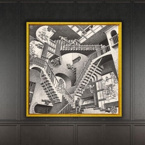 Maurits Cornelis Escher Relativity Poster Art Canvas Print,Reproduction Print,Abstract Wall Art Print,Modern Art Print,Expressionism Art