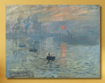 Claude Monet Impression Sunrise Canvas Wall Art Print, Reproduction Décoration murale, Claude Monet Impression Sunrise Home Decors, Arts muraux modernes