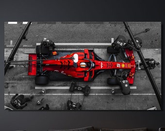 Sebastian Vettel Poster,Sebastian Vettel Canvas Print Art,Formula One F1 Grand Prix,Ferrari Fan Gifts,Vettel Canvas Wall Art,Man Cave Decors