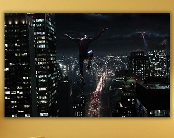 Spiderman Canvas Print Wall Art,Spider-Man Into the Spider-Verse Canvas Poster,Gift for Kids,Spider-man Wall Decor,Game Room Man Cave Decors