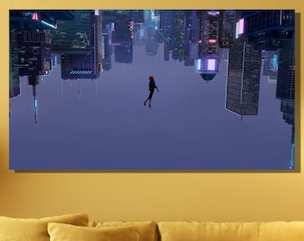Spider-Man Into the Spider-Verse Canvas Poster,Spiderman Canvas Print Wall Art,Gift for Kids,Spider-man Wall Decor,Game Room Man Cave Decors