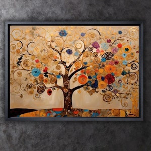 Gustav Klimt Tree Of Life Art Canvas Print,Tree Of Life Design,Gustav Klimt Poster Art,Classic Wall Art,Symbolism Art Nouveau Painting Arts