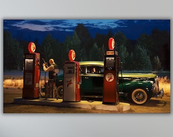 Muurdecoratie met afbeelding van een tankstation van Edward Hopper, kunstwerken van Edward Hopper, canvas muurdecoratie, schilderijen van Edward Hopper, reproductie muurdecoratie voor thuis