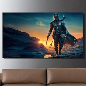 Mandalorian Star Wars Poster Canvas Wall Art,Star Wars Wall Decor Canvas Print,Game Room Decor,Movies Poster Gift,Starwars Art Canvas Print