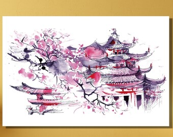 Japanese Painting Canvas Wall Art,Cloud and Sunrise.Japanese Painting,Japan Print Art Wall Decor,Japanese Wall Decor,Japanese Poster Prints